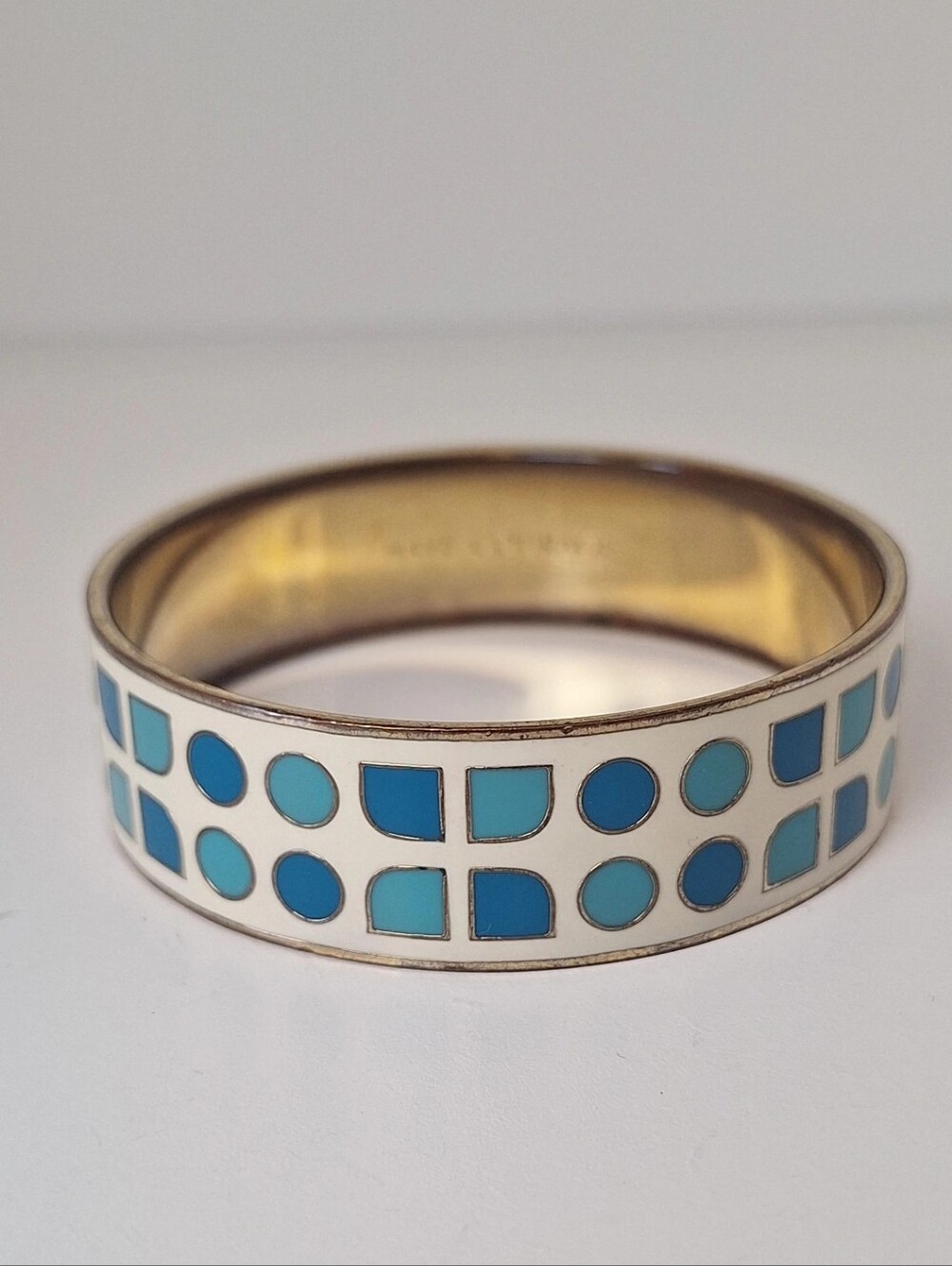 Kate Spade NY Blue & White Enamel Geometric Bangle EUC